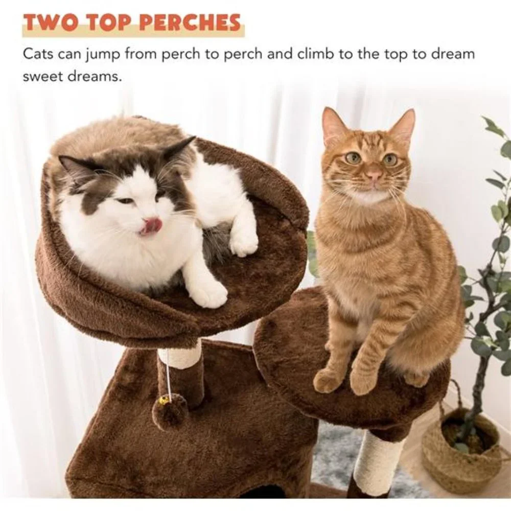 Cat Tree for Indoor Cats - Tall Multi-Level Cat Tower with Condo, Brown